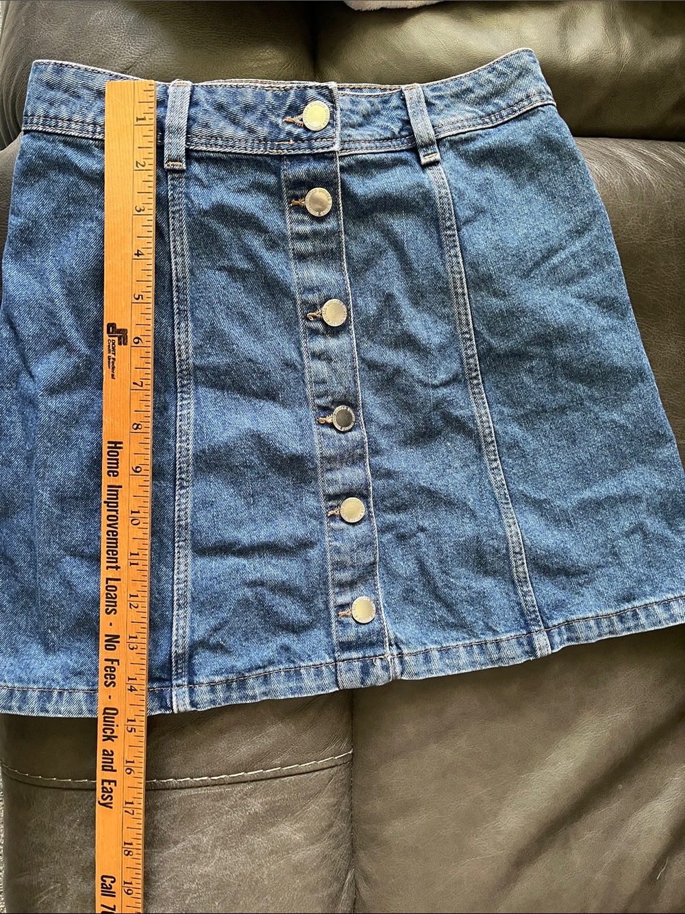 H&M Divided Blue Button-Front Denim Mini Skirt